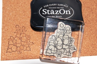 Stamping on cork display